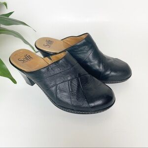 Sofft Madrid Leather Heeled Mules Black Size 8.5